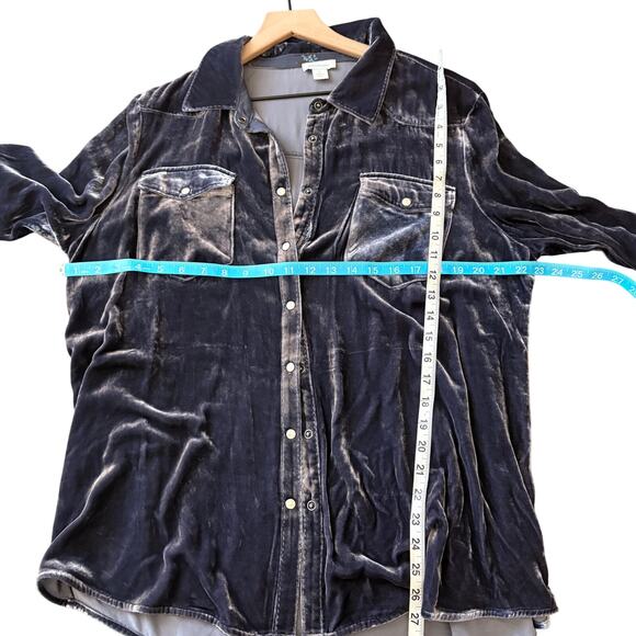 Sundance Velvet Shirt L Pearl Snap Silk Blend Cassity CoastalCowgirl whimsigoth - Picture 5 of 6